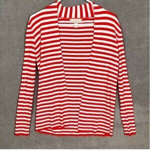 Banana Republic Open Cardigan Size M Long Sleeve White/ Orange Striped NWT